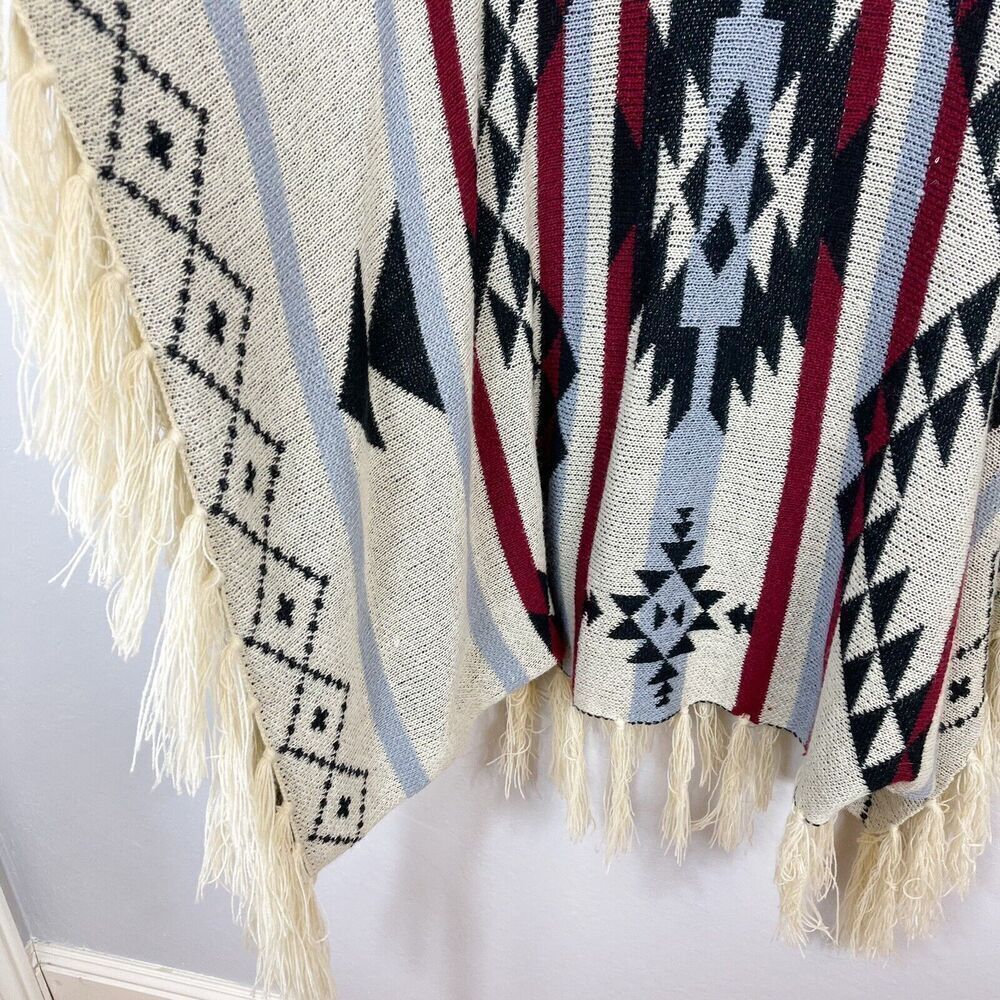 AZTEC BOHO Caftan w/Fringe Size Large - Picture 8 of 9